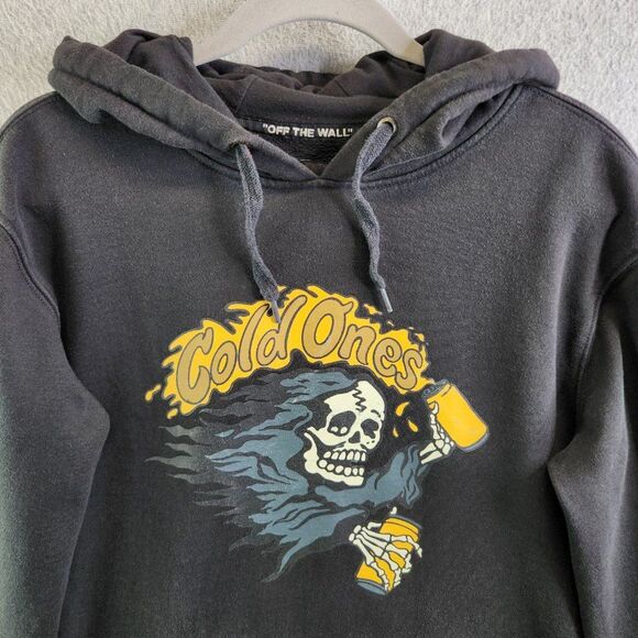 Vans Hoodie Mens S Cold Ones Grim Reaper Beer Skull Skelton Off The Wall - Picture 2 of 14